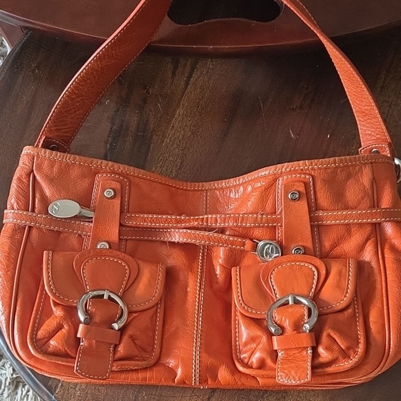 Francesco Biasia Vibrant Orange Shoulder Bag - Picture 1 of 4